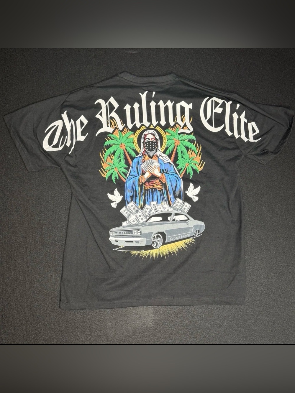 Crooks & Castles T-Shirt Sz Small The Ruling Elite Virgin Money Lowrider LA Tee